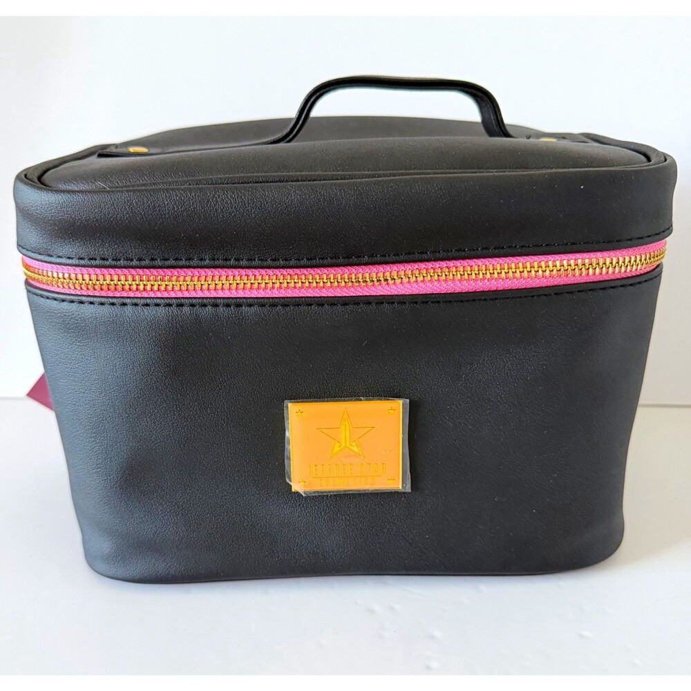 Jeffree Star Black Train Case Travel Makeup Bag NWT Pink Gold Rare Discontinued
